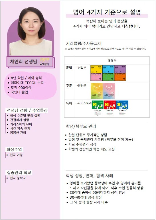 채연희 코치가 직접 작성한 소개서 (1/2)