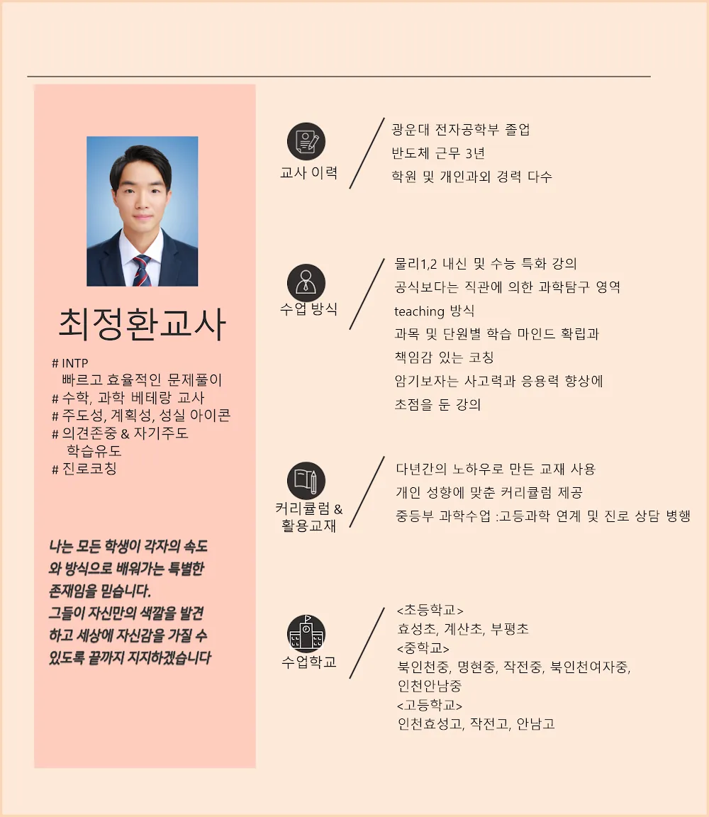 최정환 코치가 직접 작성한 소개서