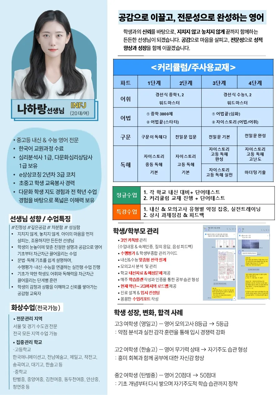 나하랑 코치가 직접 작성한 소개서 (1/2)