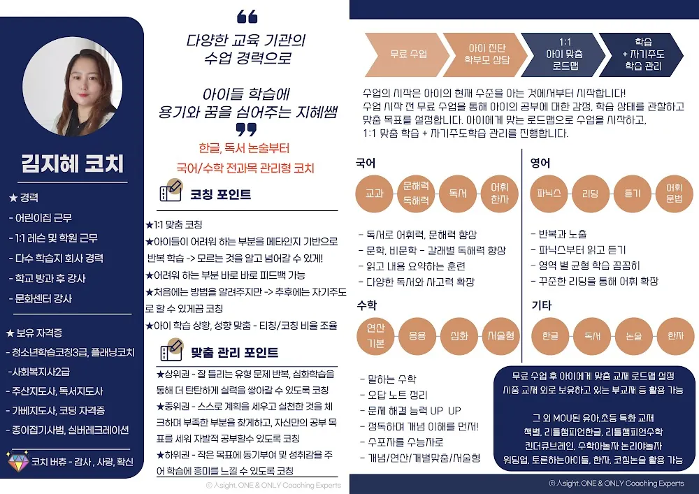 김지혜 코치가 직접 작성한 소개서