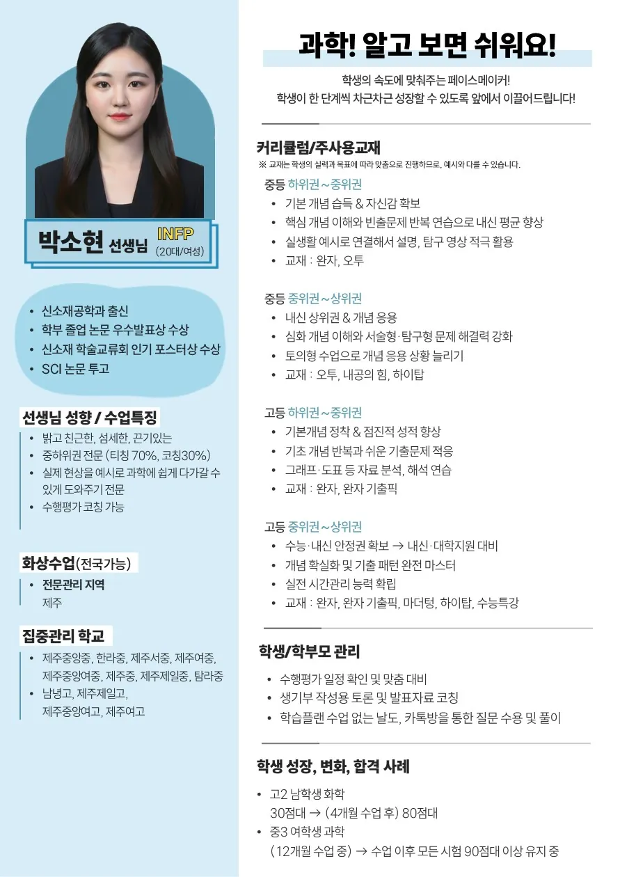 박소현 코치가 직접 작성한 소개서 (1/2)
