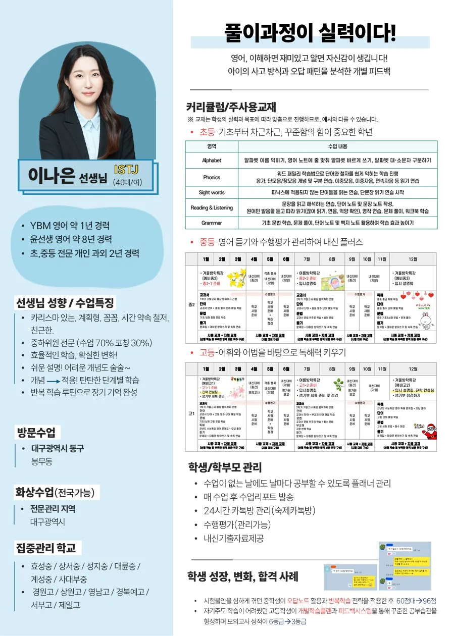 이나은 코치가 직접 작성한 소개서