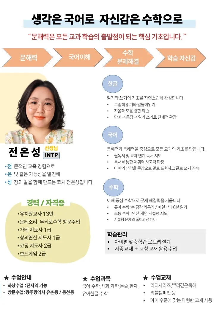 전은성 코치가 직접 작성한 소개서 (1/2)